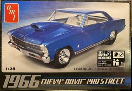 AMT 1966 Chevy Nova Pro Street Blue Plastic Kit Model 1/25 Scale #636 - $14.01