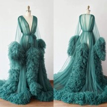 Tulle Robe Photoshoot Dress Long Puffy Bridal Dressing Gown Drag Queen Costume  - £135.86 GBP