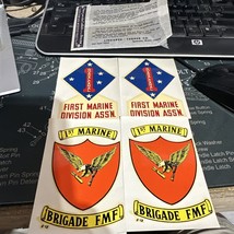 VTG USMC 1st Marine Division and Brigade FMF Insignia Sticker Lot of 4 - $24.74