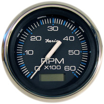 Faria Chesapeake Black 4&quot; Tachometer w/Hourmeter - 6000 RPM (Gas) (Inboard) [337 - £109.36 GBP