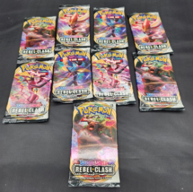 Pokemon Sword and Shield Rebel Clash Booster Pack Lot 9 packs new trading card  - £27.16 GBP