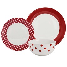 Dinnerware 12 Piece Rimmed Porcelain Rouge Set - $67.24