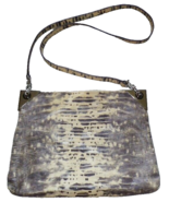 Henri Bendel Grey &amp; White Lizard Skin Silver Hardware Shoulder Bag Cross... - £74.47 GBP