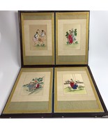 Vintage Wall Art Oriental Embroidery Crewel Work Four Panel Ahn Na Home - $148.45