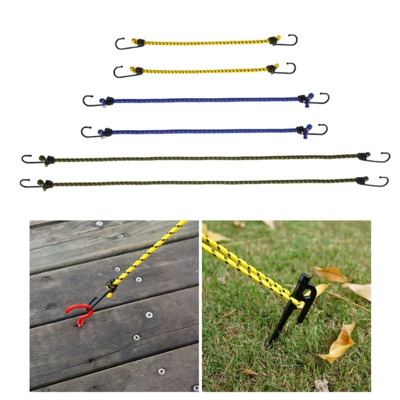 Universal Bungee Cords with Hooks - Set of 6 - £15.47 GBP