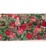 Fabric Kaufmann &quot;Raggedy Ann&quot; Red Green Blue Colors Santa Wreath Roses $... - $89.91 MXN