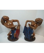 Vintage African Tribal Art Statue playing the Drums, Dancing Red Blue - £124.12 GBP