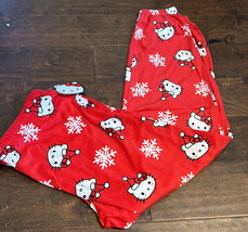 NEW Sanrio 2023 Hello Kitty Christmas Red With Snowflakes Pajama Pants Size M - £27.45 GBP