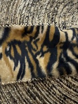 Tiger Faux Fur Ribbon 2.5” x 50 Yds Wired Furry Animal Print With Gold Trim - $45.39