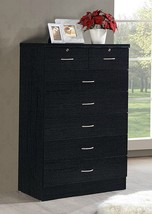 Black Finish Wooden 7 Drawer Chest Dresser Clothes Storage Lockable Orga... - $398.99