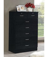 Black Finish Wooden 7 Drawer Chest Dresser Clothes Storage Lockable Orga... - £365.63 GBP