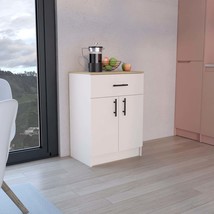 Mallorca Pantry Cabinet: Ivory &amp; Oak, 2 Shelves - $225.99