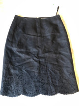 Jillian Jones Women Black A Line Skirt 6 Linen Blend Lined Punched Flowe... - $21.49