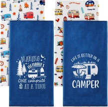 The Set Of Four Adorable Dish Towels For Campers Is A Colorful Way To, And Cute. - £24.70 GBP