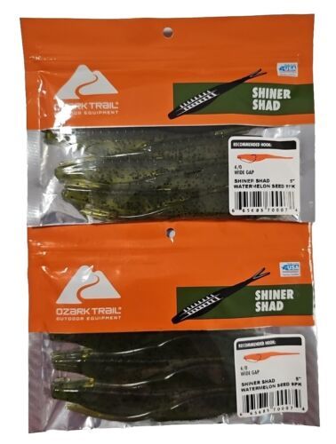 Primary image for Lot of 2 Ozark Trail, 5” Shiner Shad, Watermelon Seed Fishing Lure, 9 Count