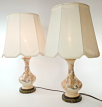 Pair Of Royal Worcester Hand-Painted Gilded Foliate Antique Lamps - £672.75 GBP