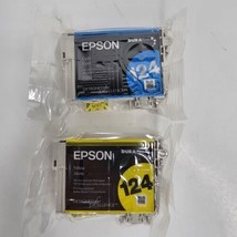 Lot Of 2 Epson 124 Color Ink Cartridges OEM Genuine Cyan Yellow - $12.56