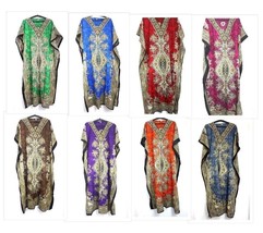 Long Kaftan Dress Hippy Boho Maxi Assorted Women Caftan Tunic Dresses Set Of 8 - £75.92 GBP