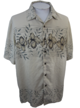 Axist Men Hawaiian ALOHA shirt pit to pit 24 L camp floral silk luau beige tiki - £13.65 GBP