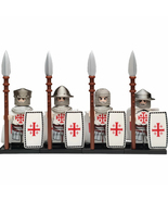 4Pcs Medieval Knight Minifigures EOHSJ Warriors Assembly Mini Building B... - $18.89