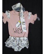 NIP Aibuyta 6-12 Month 3 PcSet Short Ruffle Sleeve 1 Piece Ruffled Botto... - $234.54 MXN