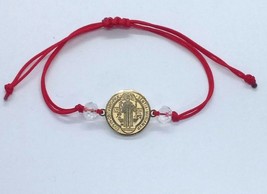 Saint St Benedict Bracelet Adjustable Red Cord Medal Pulsera Roja de San Benito - £11.07 GBP