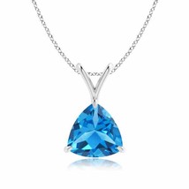 ANGARA 2.2 Ct Claw-Set Trillion Swiss Blue Topaz V-Bale Pendant in 14K Gold - $647.10