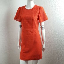 J Crew Orange Dress Flutter Sleeve Eyelet Lace Bright Summer Trendy Size 00 - £30.32 GBP