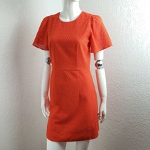 J Crew Orange Dress Flutter Sleeve Eyelet Lace Bright Summer Trendy Size 00 - £30.27 GBP