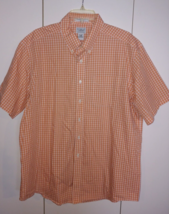 L.L. BEAN MEN&#39;S WRINKLE RESISTANT SS ORANGE/WHITE CHECKED SHIRT-XL REG.-... - £13.19 GBP