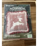 Vogart Christmas Pillow Net Darning Kit Reindeer Pillow Style 2941 14”x1... - £11.43 GBP