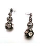 Black Dangling Spherical Earrings with Gems - $17.64 CAD