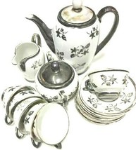 Vintage BAVARIA FEINSILBER   17 Piece Cups Saucers Teapot Creamer Sugar ... - £136.23 GBP