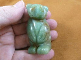 Y-BEA-ST-723) Green tan STANDING BEAR gemstone carving FIGURINE I love b... - $17.53