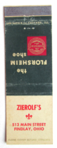 Zierolf&#39;s - Findlay, Ohio Store 20 Strike Matchbook Cover The Florsheim Shoe OH - £1.57 GBP