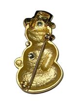 Vintage Gold Tone Smiling Happy Snowman Frosty Pin Brooch Holiday Christmas image 5