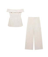 Solid Color Slim Back Zipper Side Slit Crop Design Slash Neck Top+High-W... - €93,11 EUR+