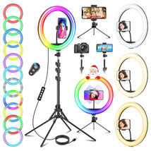 GerTong 12&#39;&#39; Ring Light with Tripod Stand &amp; Phone Holder Tall 177cm/70 L... - £28.98 GBP