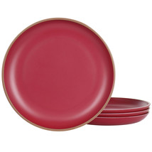 Gibson Home Rockabye 4 Piece Melamine Dinner Plate Set in Dark Pink - £38.76 GBP
