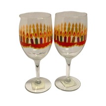 New Happy Birthday Wine Goblets Glasses 7&quot; Tall Candles Set of 2 - $10.88