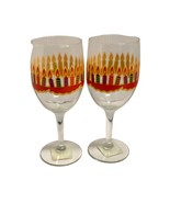 New Happy Birthday Wine Goblets Glasses 7&quot; Tall Candles Set of 2 - £8.55 GBP