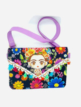Frida doll purple crossbody bag floral design Mexico new AA - $34.95