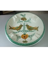 Ceramic Hand Painted Love Birds &amp; Floral Green Design 8&quot; Ashtray - Made ... - £13.54 GBP