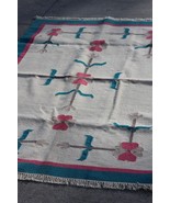 Antique Native American flower blanket rug 76”x50” Indian art - £173.68 GBP