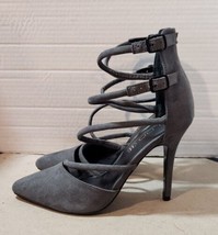 Aldo Heels Womens 6.5 Pointed Toe Stiletto Strappy Gray Faux Suede Shoes - £15.59 GBP