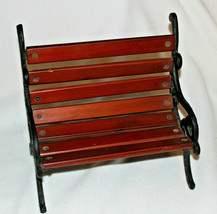 Vintage Wood 7 Slatted Black Cast Iron Doll Display Park Bench 9 x 8 x 6 - £14.86 GBP