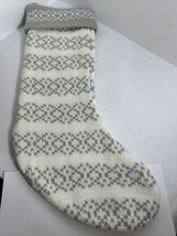  Wondershop 18&quot; Knit Christmas Stocking Grey/White - $14.83