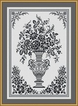 Monochrome Vintage Floral Vase Counted Cross Stitch Pattern PDF - £5.50 GBP