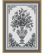 Monochrome Vintage Floral Vase Counted Cross Stitch Pattern PDF - $131.04 MXN