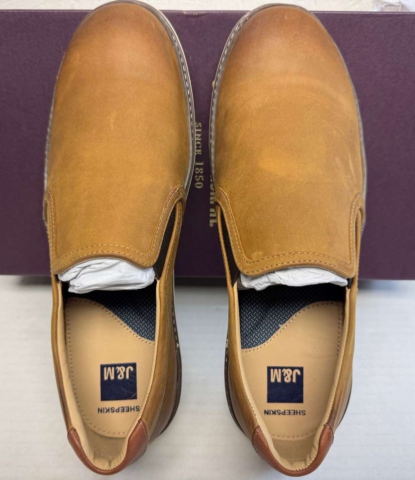 Johnston &amp; Murphy McGuffey Slip On Light Tan Oiled Full Grain Leather 10... - $77.60